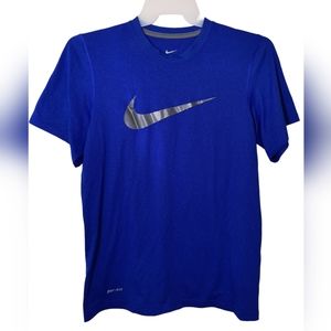 Nike Dri-Fit  Men's T-Shirt  Size Small  Blue Athletic Training Tee  Logo Swoosh